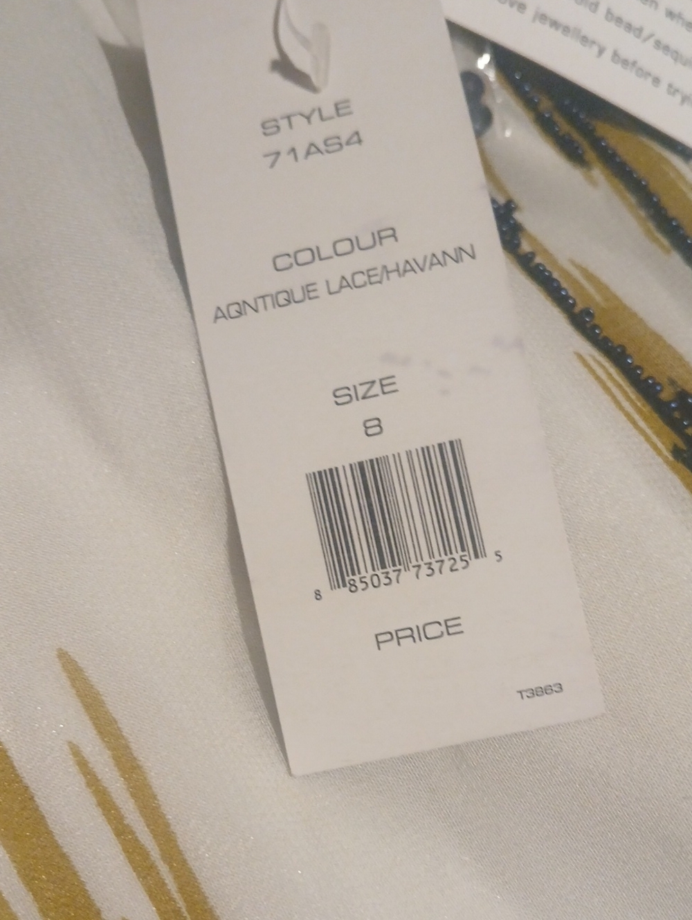 French Connection White Tank Dress with Gold and Black Sequin Appliqués - Picture 4 of 4